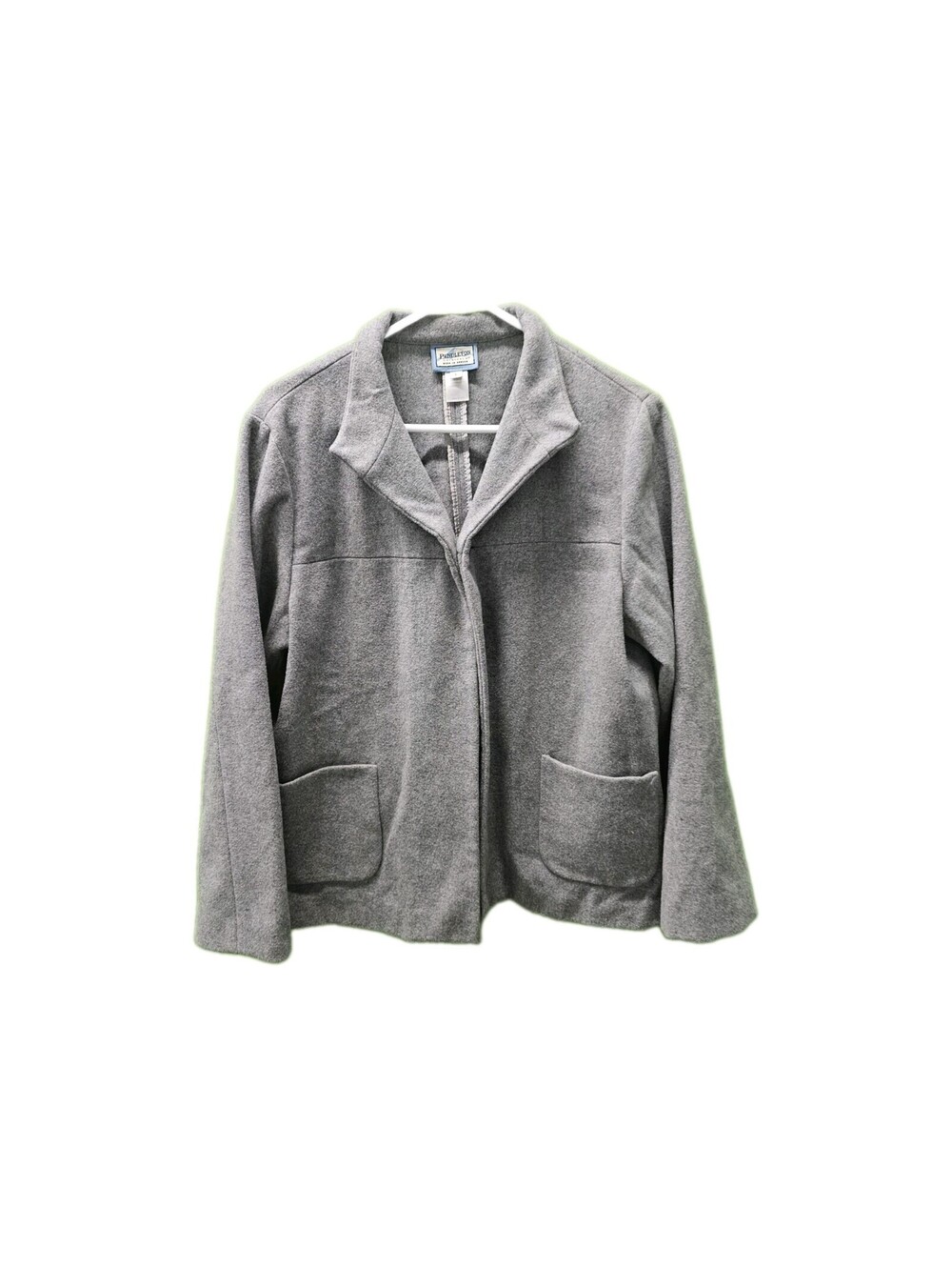 VTG Pendleton Grey 100% Virgin Wool 1 Button Collar Jacket Blazer Sz Large Women